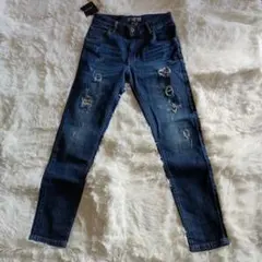 【新品】adamus ダメージ加工 スリムフィット デニム ３０ 濃紺