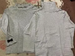 キッズ　長袖Tシャツ　ハイネック　リボン　ボーダー　110cm 2枚セット