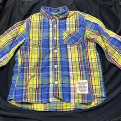 MOUJONJON 長袖シャツ　マドラスチェック　シャツ　キッズ 110