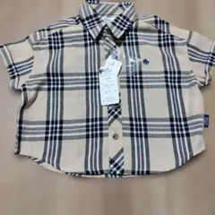 【未使用品】ベージュ チェック柄 シャツ 90
