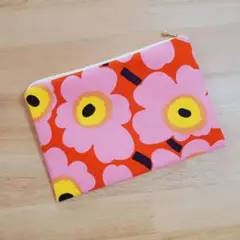ハンドメイド フラットポーチ☆オレンジ