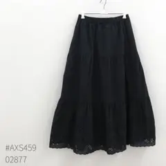 SamansaMos2 カットワーク刺繍スカート ブラック 花模様 フリーサイズ