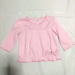 80cm le zoo petit ピンク フリル リボン付き 長袖 Tシャツ