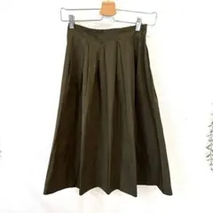 【ZARA】ザラ　ひざ丈フレアスカート　ウェストゴム　XS オリーブのサムネイル