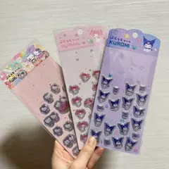 ぷくっとシール　ハローキティ　クロミ　マイメロディ シール 3枚セット　お裾分け