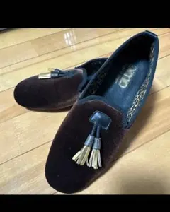 タッセルローファー パンプス スリッポン ベロア ブラウン レオパード 23.5