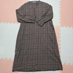 チェック柄 長袖グレーワンピース　フェリシモ　大きいサイズ