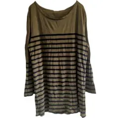 J.CREW ジェイクルー ボーダー長袖Tシャツ ロンT カーキ ゆるだぼ Lのサムネイル