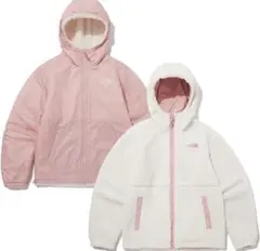 韓国 ノースフェイス ボアジャケット Sサイズ 白 x ピンクリバーシブル