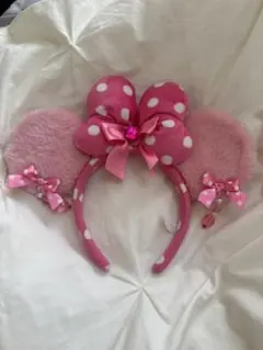 ディズニー ミニー カチューシャ ピンク イヤリング水玉