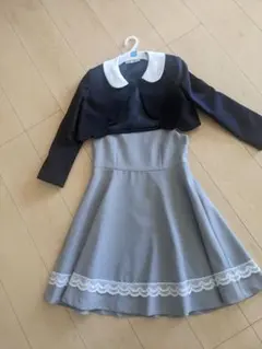 フォーマルワンピース グレー・黒 130cm【発表会入園式卒園式など】