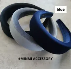 【新品】大人気◆ベルベットボリュームカチューシャ◆秋冬◆4cm幅◆ブルー(紺色)