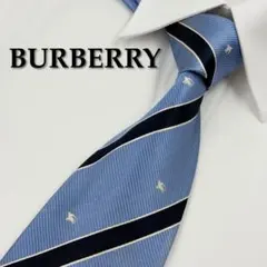 ✨️訳あり特価✨️ バーバリー ネクタイ ホースロゴ ストライプ ブルー