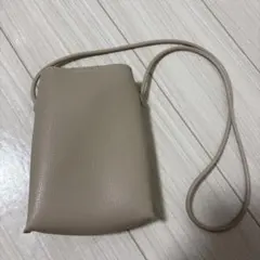 ミニショルダーバッグ 合成皮革 ショルダーバッグ スマホショルダー ベージュ