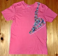 Nike オレンジ 花柄 ロゴ Tシャツ M