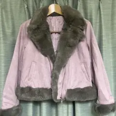 【新品 未使用】ピンク フェイクムートン ライダースジャケット ファー付き