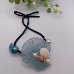 付け替え可能ハンドメイド　貝殻モチーフのヘアゴム
