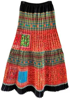 エスニック ワンピース スカート パッチワーク衣類 モン族手織り麻藍染