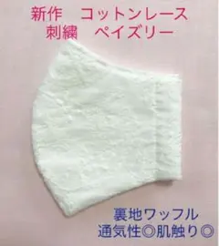 夏　N-1 コットンレース　ペイズリー　立体インナーマスク　ワッフル　白
