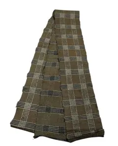 ユ190半幅帯 裂織 格子柄 正绢 着物帯　仕立て上り