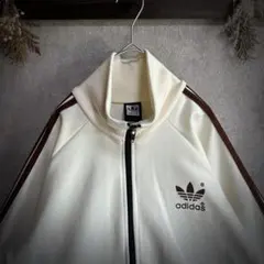【人気カラー】adidas トラックジャケット ベージュ×ブラウン バックロゴ