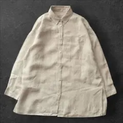 無印良品 MUJI フレンチリネン洗いざらしシャツ 麻100% ベージュ M-L