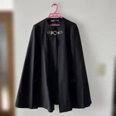 ■大きいサイズ■ザラ マンテコ社生地 ポンチョ マントコート ブラック XXL 美品✨ZARA ケープコート ポンチョ ブラック MANTECO マント