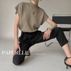 サマーニット フレンチスリーブ 半袖 カットソー　ニットカットソー ハイネック