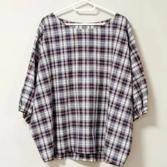 SEASONREASON ドルマン カットソー チェック L ゆったり