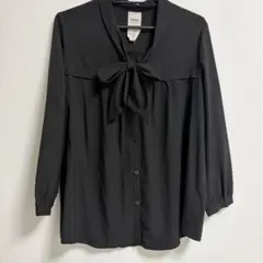Soareakリボン付きブラック長袖シャツのサムネイル