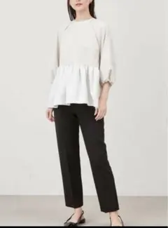 ミラウォーエン♡バルーンスリーブトップスとブラックパンツセットアップ