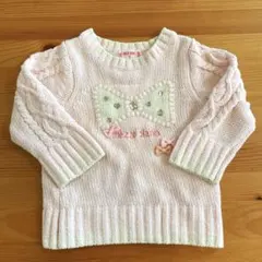 mezzo piano メゾピアノ　セーター　ニット　ピンクリボン　90cm