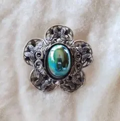 【楽宝焼】焼き物　ヴィンテージ風　ブローチ