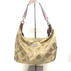 良品　コーチ　2way ショルダーバッグ　オプアート　ナイロン　紫⭐︎