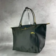 longchampロンシャンナイロンレザートートバッグ ブラック/イエロー