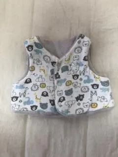 動物柄フリースベスト　ベビー　リバーシブル