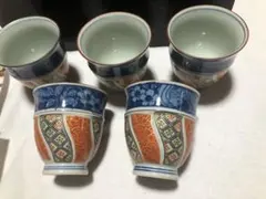 有田焼 伊万里焼 古伊万里 金彩 色絵 蕎麦猪口 湯呑み 向付 5客セット