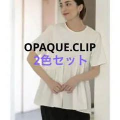 OPAQUE.CLIP 異素材Aラインカットソー シルク調コットン サイズ40のサムネイル