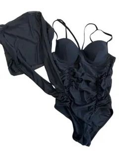 美品/マタニティ/ブラック/ワンピース水着/メッシュトップ付き/産前産後