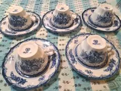 【お値下げ★美品】★Blue Flower ティーカップ・ソーサー 5セット★