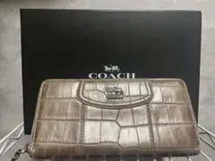 COACH クロコ型押し ラウンドファスナー 二つ折り財布 ss237 - メルカリ