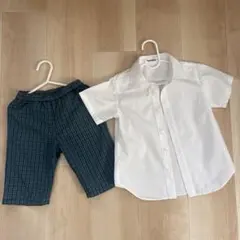 familiar 半袖シャツ 100cm 110cm チェックパンツセット