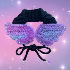 天使の羽　イヤーマフ　ヘッドドレス　パープル×ブラック