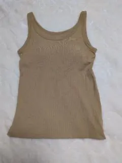 GU ブラ付き リブタンクトップ ベージュ M