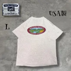 90s USA製 Lee リー 企業ロゴプリント Tシャツ グレー L 霜降り