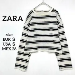 【美品】ザラZARAボーダー柄 クロップド丈 ニットセーター　トップス 長袖S
