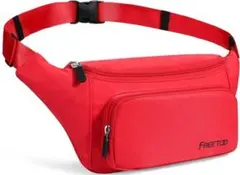 FREETOO ウエストバッグ 多機能ウエストポーチ ヒップバッグ　男女　赤