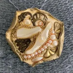 一点もの ハンドメイド パール×ヴィンテージパーツ ブローチ セレモニー