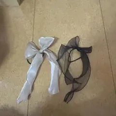 リボンヘアアクセサリーセット シルバー ブラック