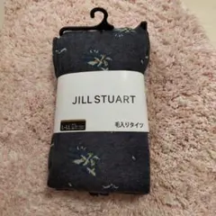 ジルスチュアート プチフラワータイツ 毛入りタイツ L-LL ネイビーデニム